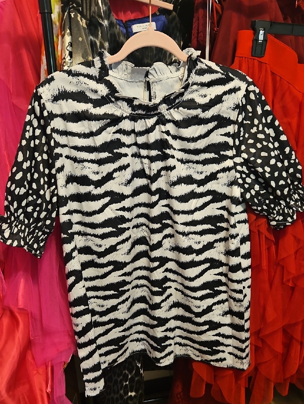 Black & White Contrast Zebra Print Top